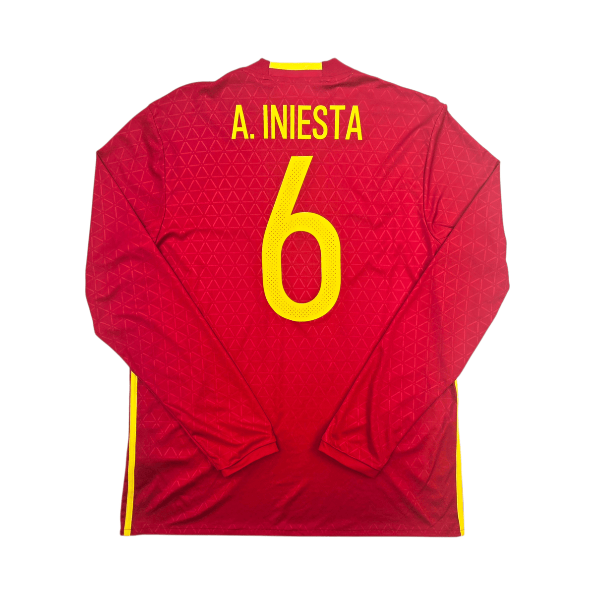 2016/17 Spain Home Football Shirt (L) Adidas 6 A.Iniesta - Football Finery - FF303665