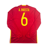 2016/17 Spain Home Football Shirt (L) Adidas 6 A.Iniesta - Football Finery - FF303665