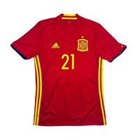 2016/17 Spain Home Football Shirt (S) Adidas 21 Silva - Football Finery - FF304478