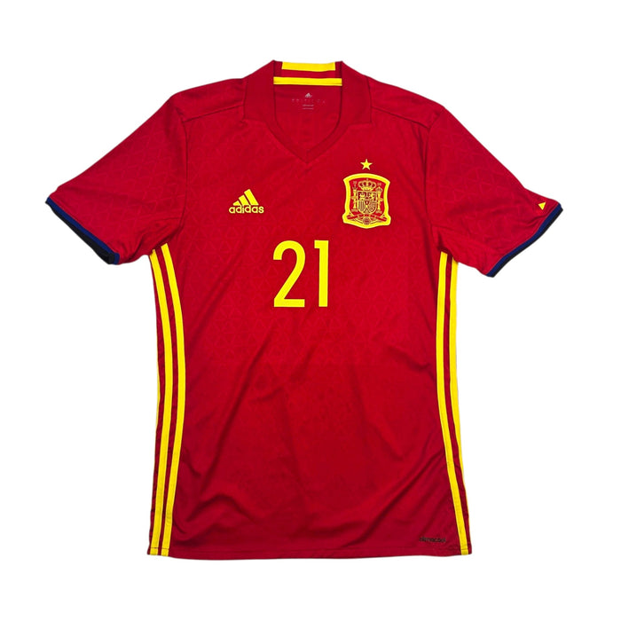 2016/17 Spain Home Football Shirt (S) Adidas 21 Silva - Football Finery - FF304478
