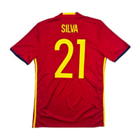 2016/17 Spain Home Football Shirt (S) Adidas 21 Silva - Football Finery - FF304478