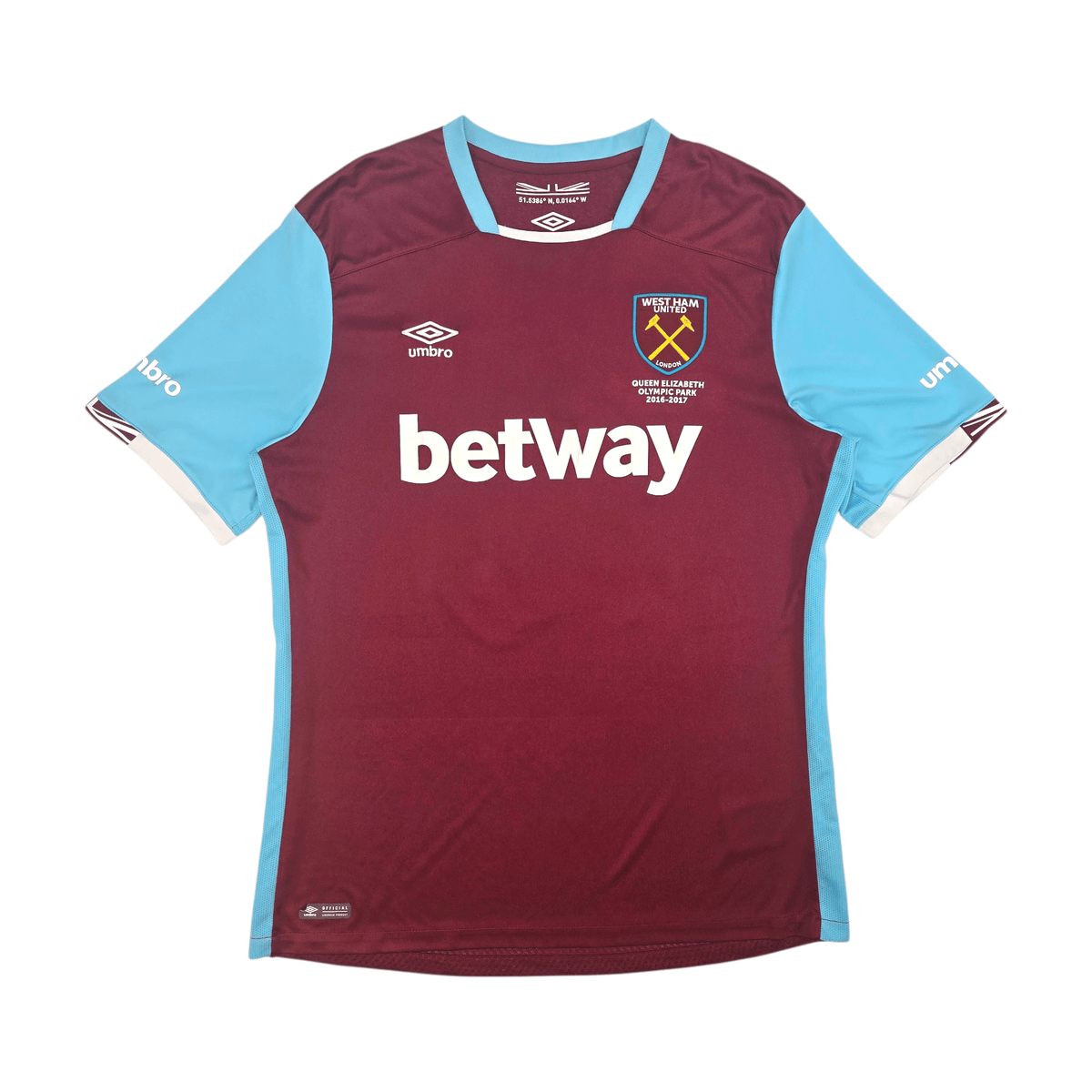 2016/17 West Ham United Home Football Shirt (XL) Umbro 30 Antonio - Football Finery - FF300453