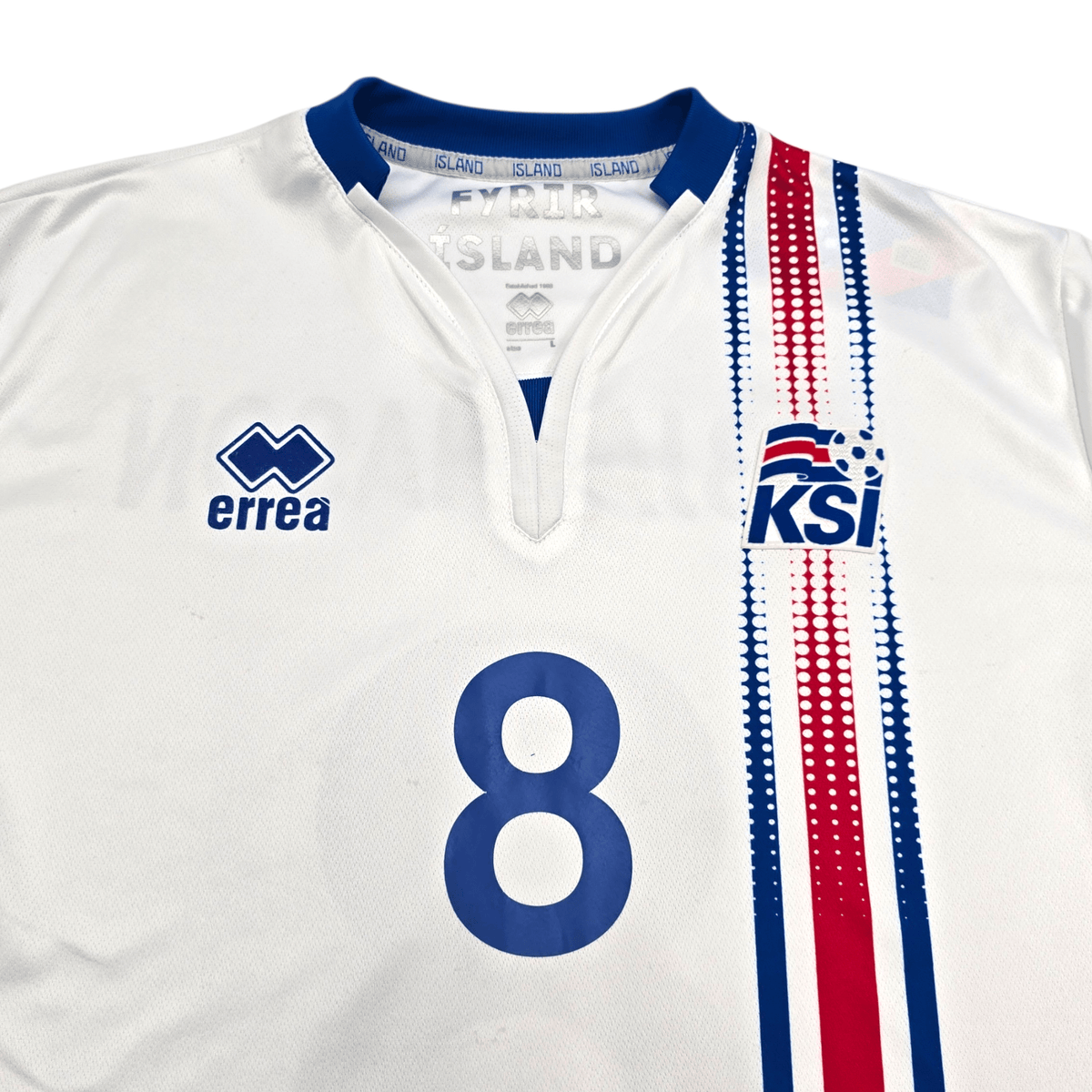 2016/18 Iceland Away Football Shirt (L) Errea 8 B. Bjarnason - Football Finery - FF304289