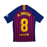 2018/19 Barcelona Home Football Shirt (S) Nike 8 Iniesta (Player Version) - Football Finery - FF302698