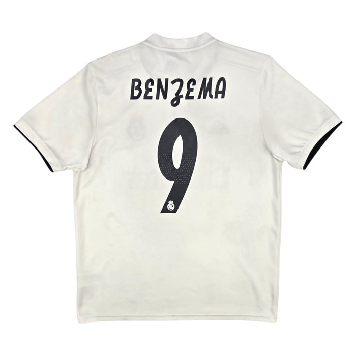 2018/19 Real Madrid Home Football Shirt (L) Adidas 9 Benzema - Football Finery - FF301124