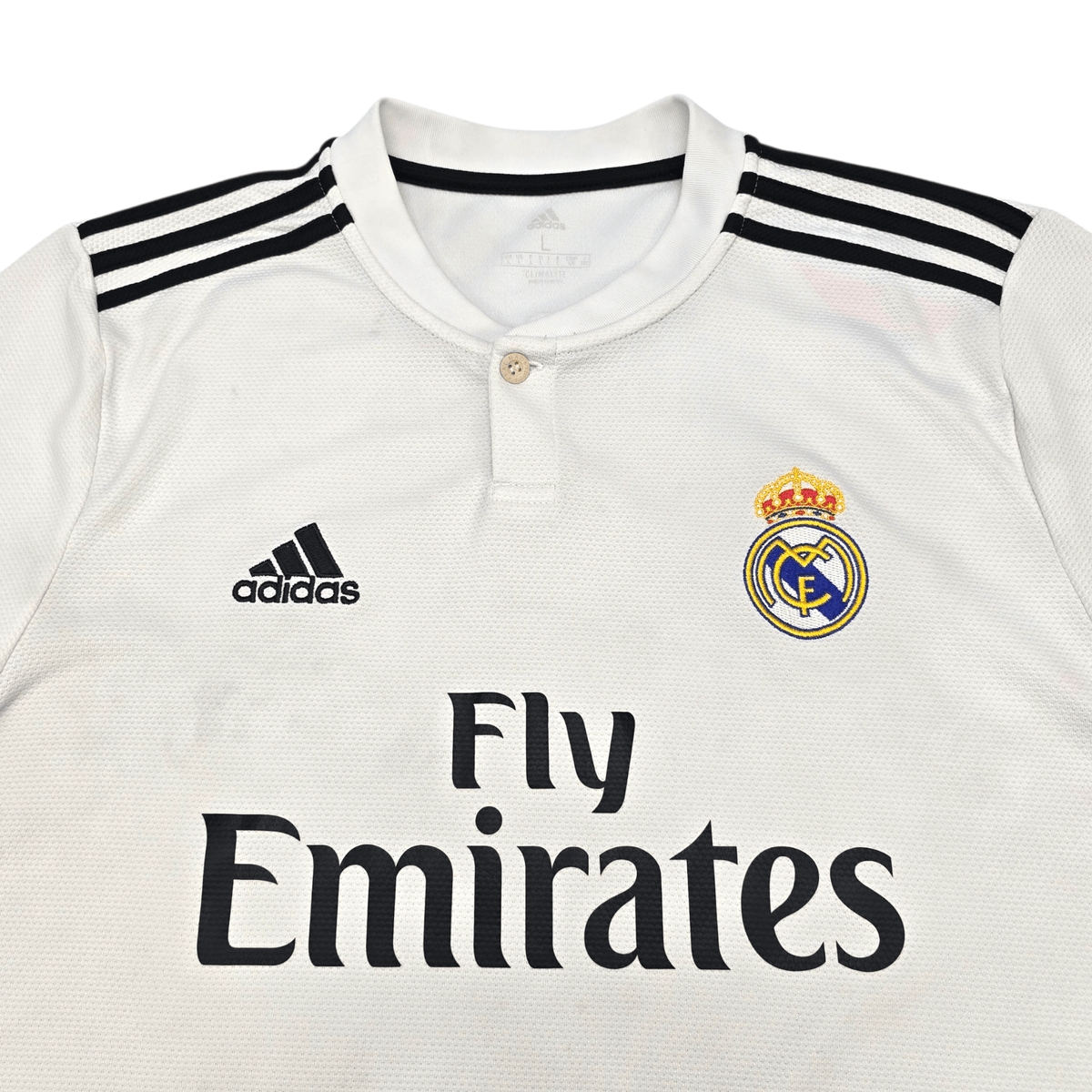 2018/19 Real Madrid Home Football Shirt (L) Adidas 9 Benzema - Football Finery - FF301124