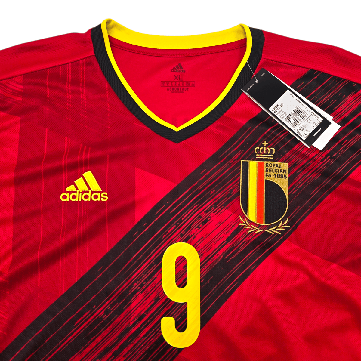 2020/21 Belgium Home Football Shirt (XL) Adidas 9 Lukaku (BNWTs) - Football Finery - FF303628