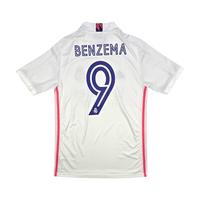 2020/21 Real Madrid Home Football Shirt (S) Adidas 9 Benzema - Football Finery - FF301113