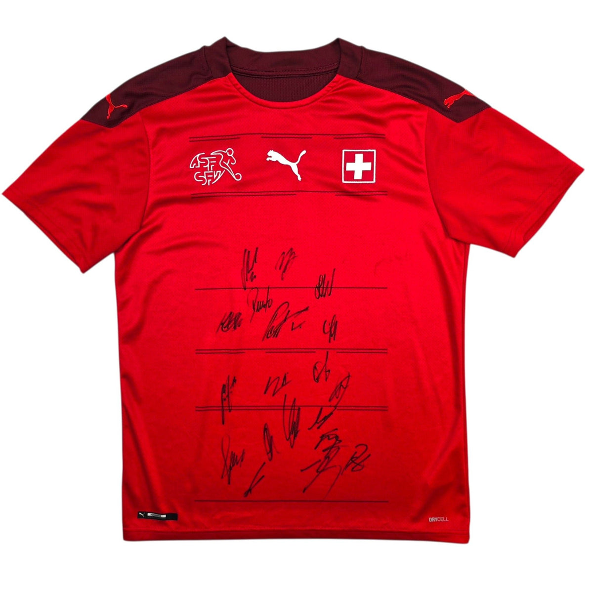 2020/21 Switzerland Home Football Shirt (M) Puma (Squad Signed) - Football Finery - FF304486