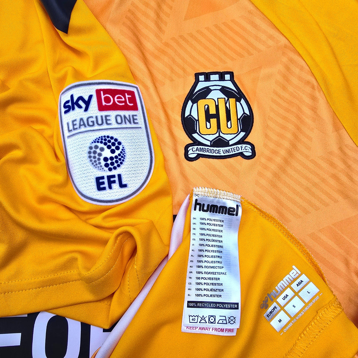 2022/23 Cambridge United Home Football Shirt (M) Hummel - Football Finery - FF305617