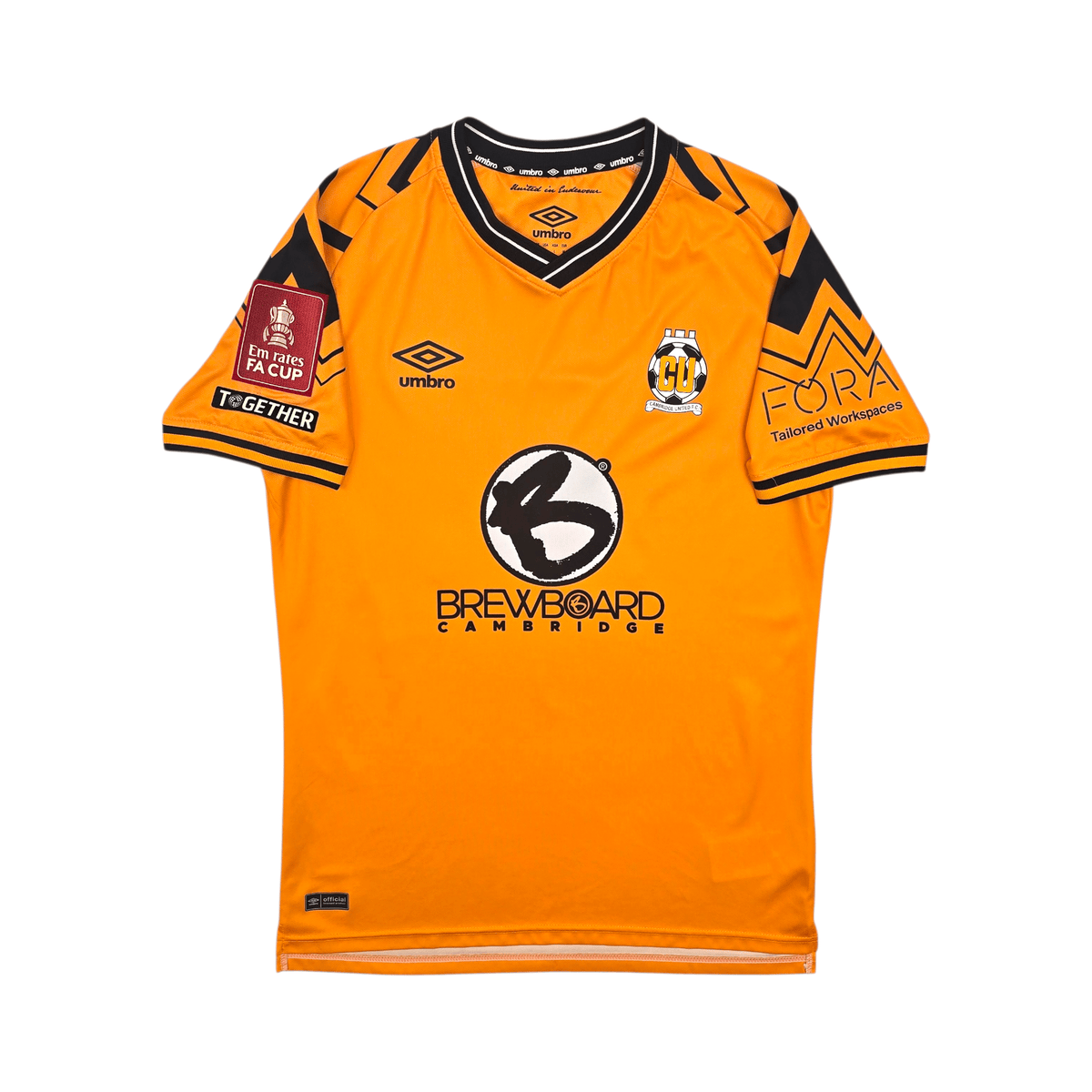 2022/23 Cambridge United Home Football Shirt (M) Umbro 24 Cousins (Matchworn / FA Cup) - Football Finery - FF303754