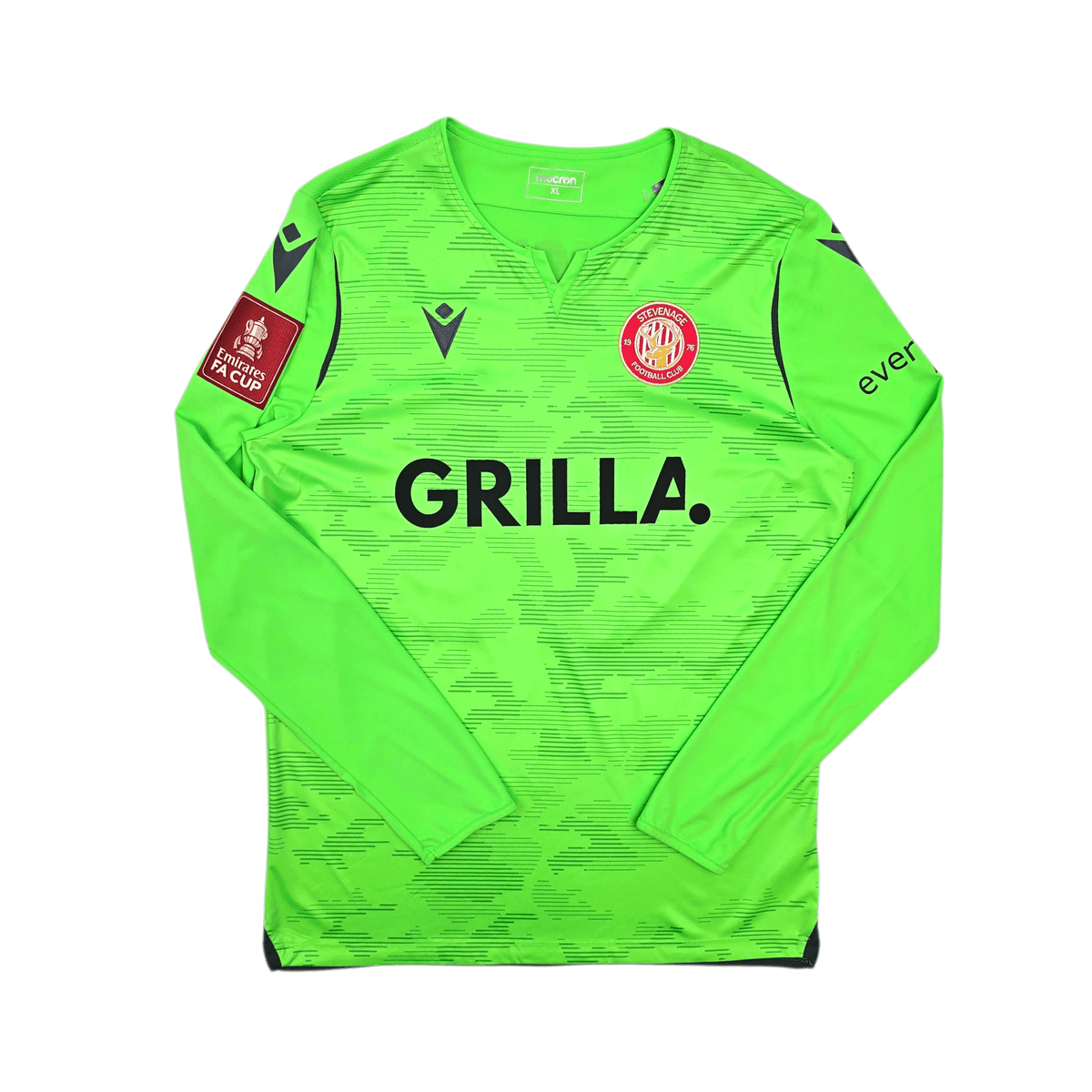 2023/24 Stevenage Goal Keeper Football Shirt (XL) Macron 12 Hegyi (Matchworn - FA Cup) - Football Finery - FF300800