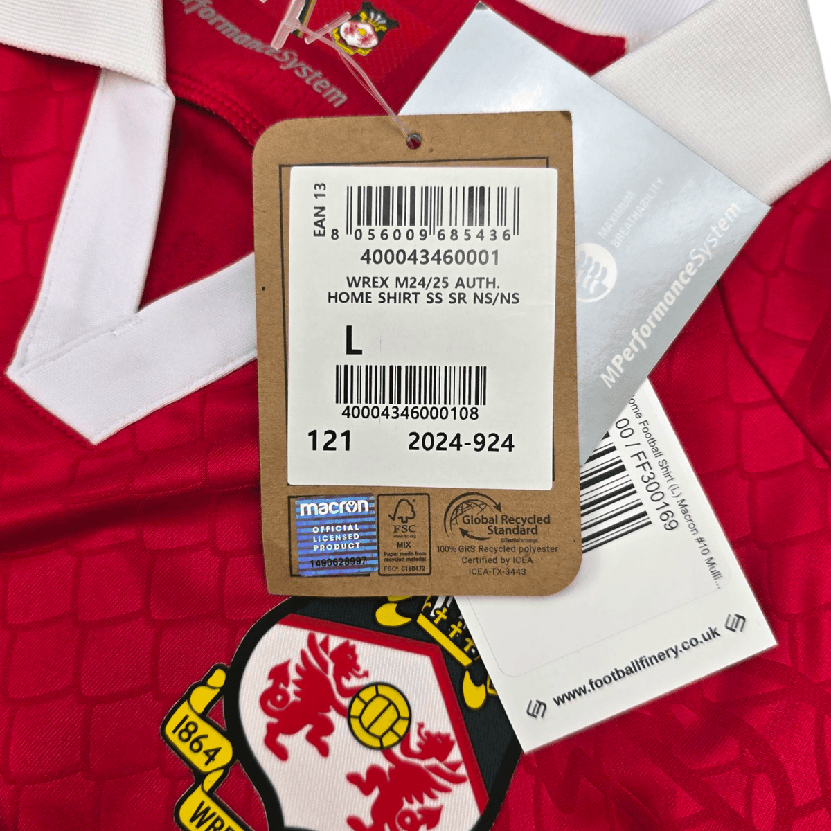 2024/25 Wrexham Home Football Shirt (L) Macron 10 Mullin (BNWTs) - Football Finery - FF300169