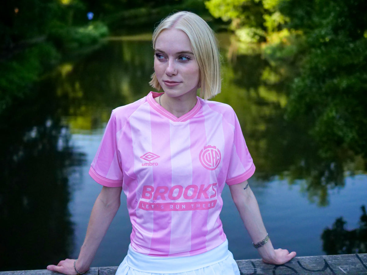 Lily wearing the new Cambridge united third shirt