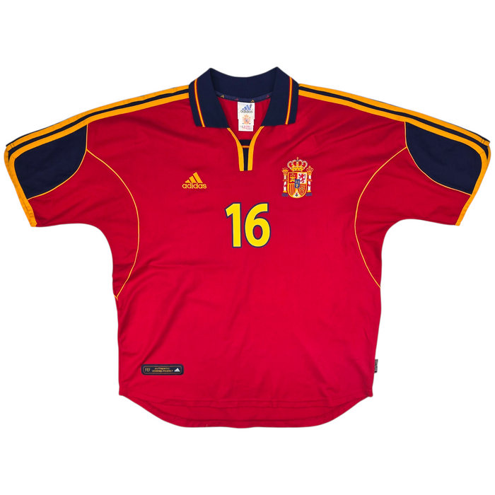 2000/02 Spain Home Football Shirt (L) Adidas #16 Mendieta