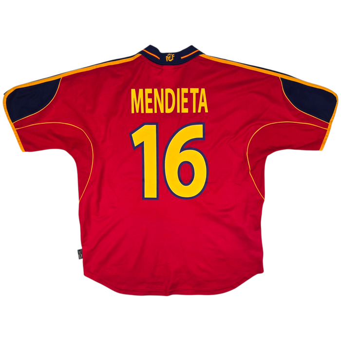 2000/02 Spain Home Football Shirt (L) Adidas #16 Mendieta