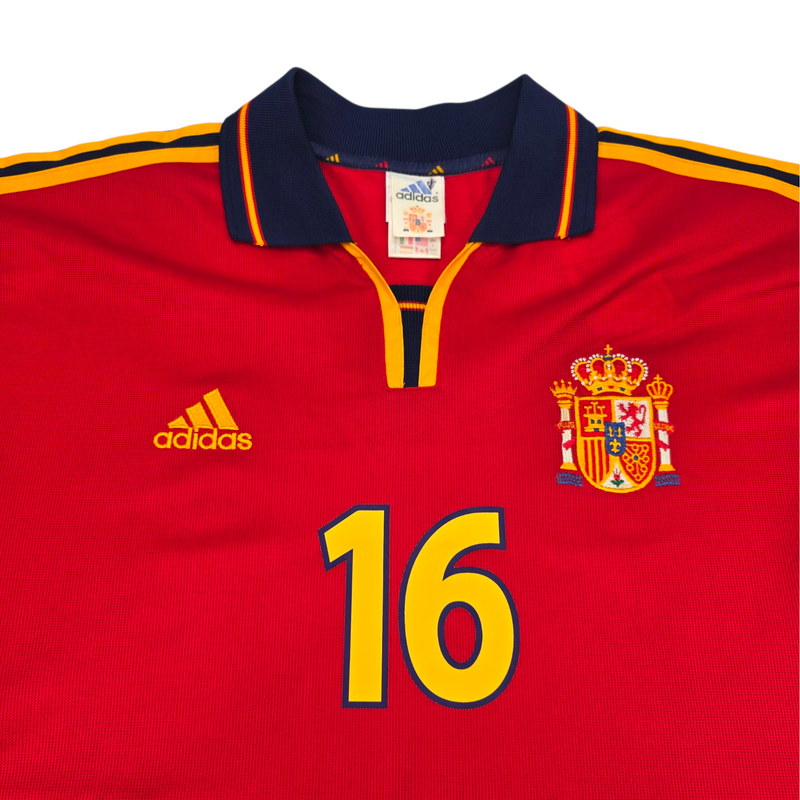 2000/02 Spain Home Football Shirt (L) Adidas #16 Mendieta