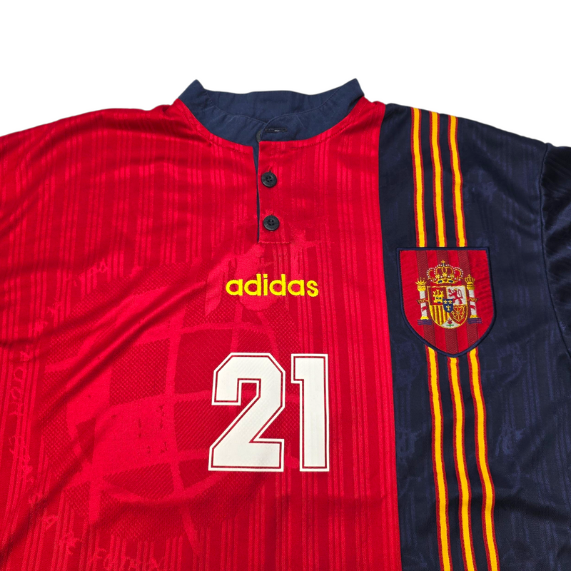 1996/98 Spain Home Football Shirt (XL) Adidas #21 Luis Enrique