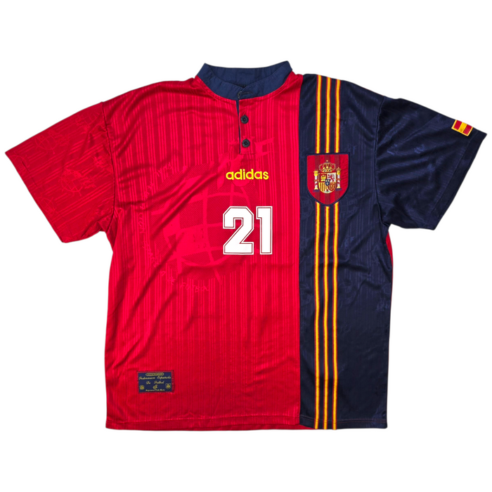 1996/98 Spain Home Football Shirt (XL) Adidas #21 Luis Enrique