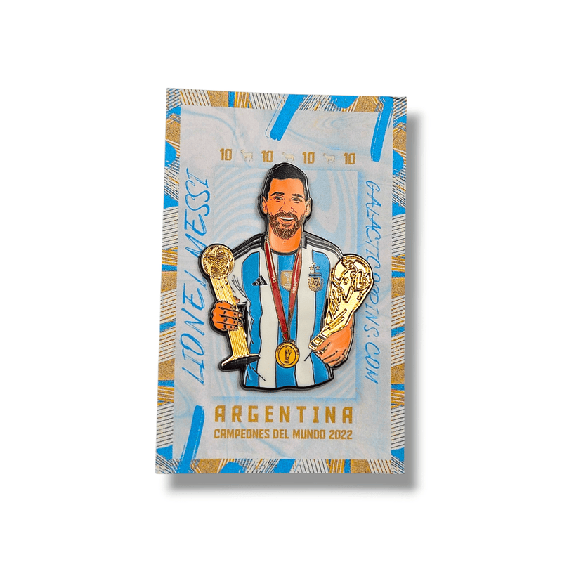 Lionel Messi - Argentina World Champions Icon Pin Badge - Football Finery - GalacticosPinBadge_ARGENTINA_MESSI
