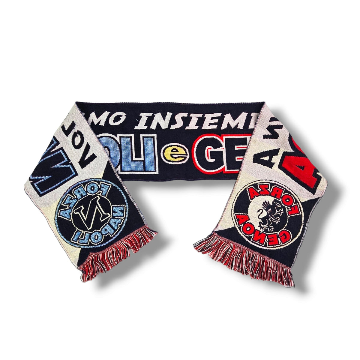 Napoli x Genoa Vintage Football Scarf (Half & Half) - Football Finery - FF203749