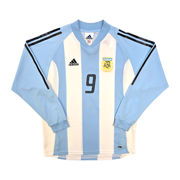 2002/04 Argentina Home Football Shirt (L) Adidas #9 Batistuta (Upgraded Template)