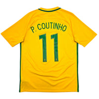 2016/17 Brazil Home Football Shirt (M) Nike #11 P. Coutinho
