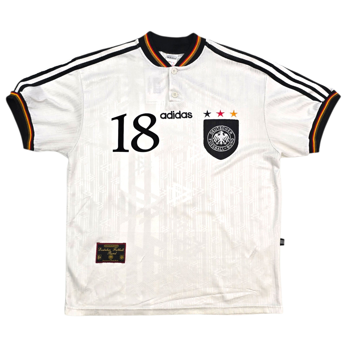 1996/98 Germany Home Football Shirt (L) Adidas #18 Klinsmann