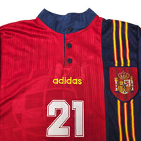 1996/98 Spain Home Football Shirt (L) Adidas #21 Luis Enrique